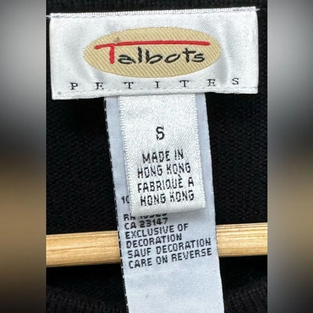 Talbots Petites Vintage Embroidered Shoes Heels Novelty Cardigan Sweater. Small.